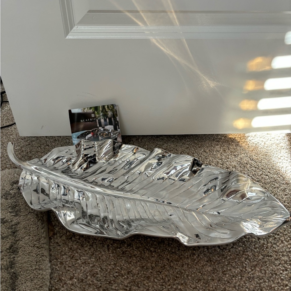 Beatriz Ball Zebra Leaf Silver Platter